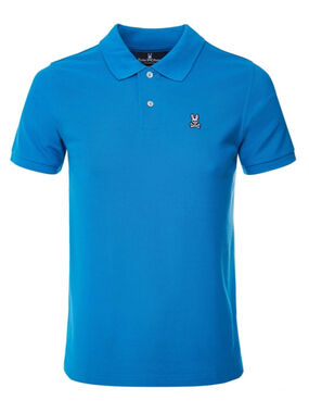 Psycho Bunny Classic Blue Polo Shirt with Pink Bunny Logo, Mens Size L Preppy